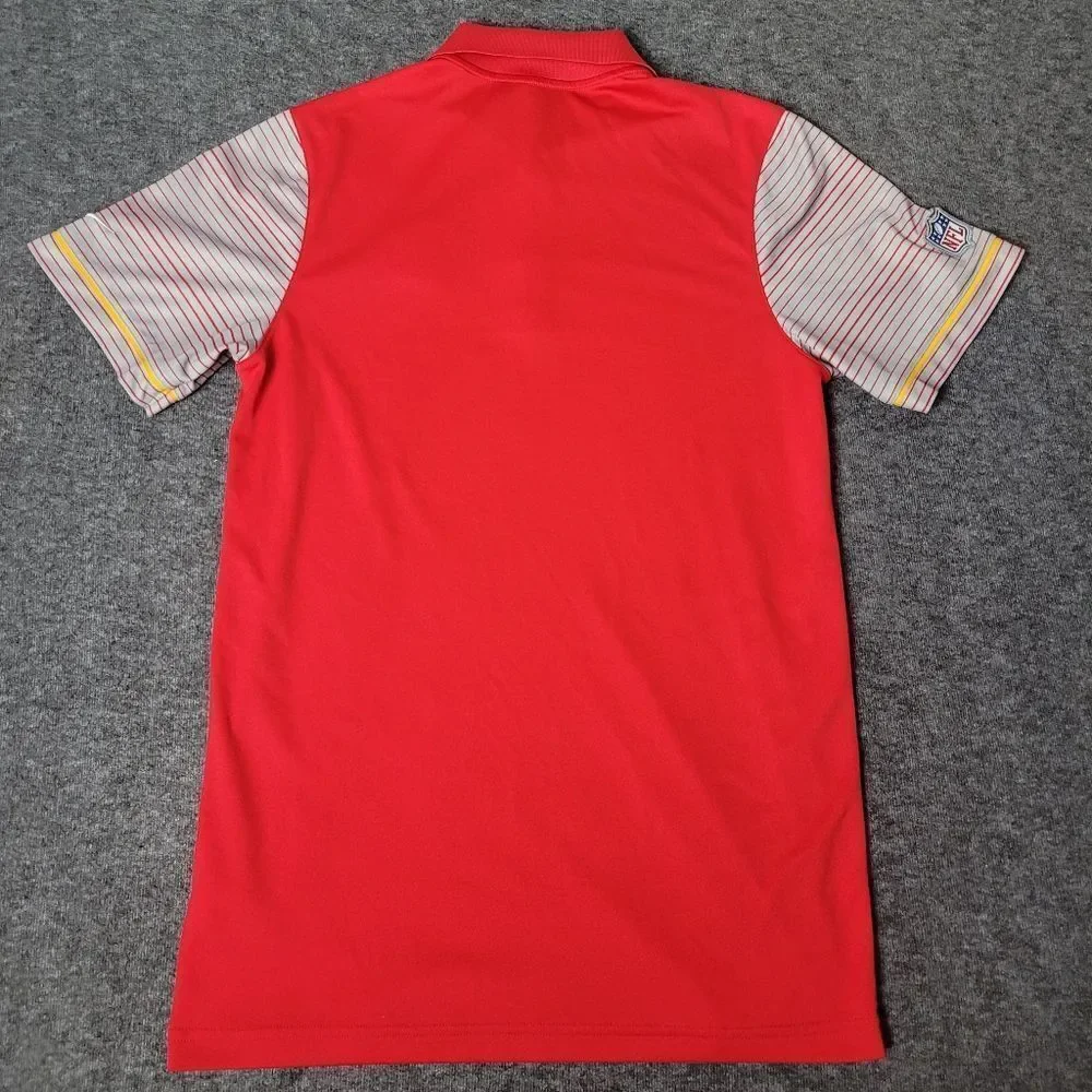 Nike Dri Fit NFL Kansas City Chiefs Mens Size S Polo Shirt Red Stripe Sleeve